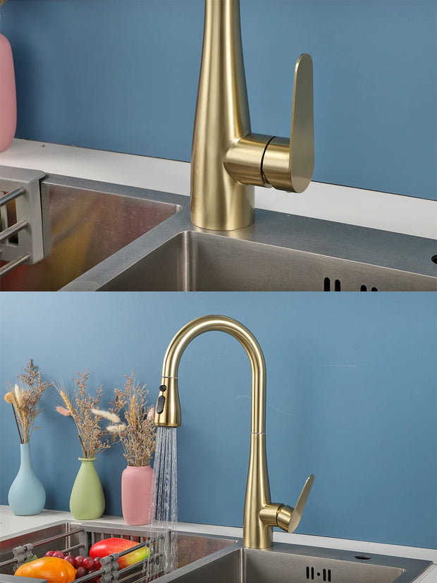 Fliger Pull Out Kitchen Faucet Gold Faucet Stainless Steel Kitchen Sink Faucets Pull Out Spout Kitchen Sink Mixer Tap