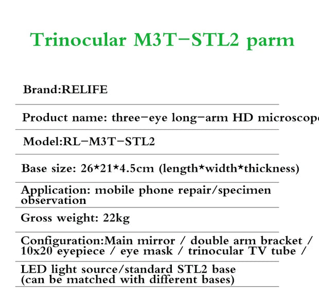 RELIFE RL-M3T Binocular Trinocular Microscope Mobile Phone Repair Electron 7-45x Long Arm 4k Camera Microscope