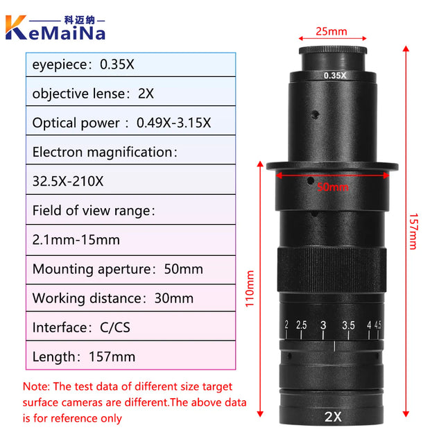 Adjustable 100X 150X 300X 600X zoom C Mount optical lens 0.7X~ 4.5x magnification 10A microscope lens