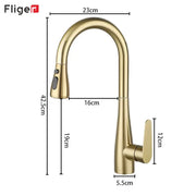 Fliger Pull Out Kitchen Faucet Gold Faucet Stainless Steel Kitchen Sink Faucets Pull Out Spout Kitchen Sink Mixer Tap