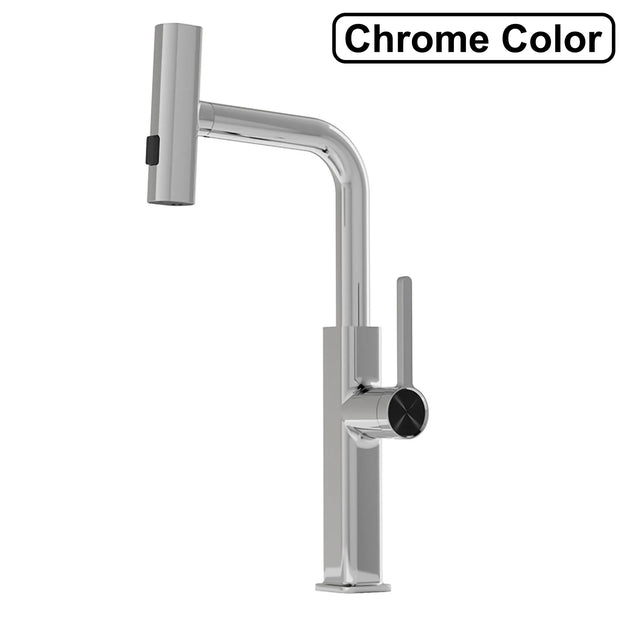 Pull-Out Faucet Stainless Steel Kitchen Faucets Multifunction 360Degree Rotation Hot Cold Mixer Sink Faucet for Bathroom Kitchen