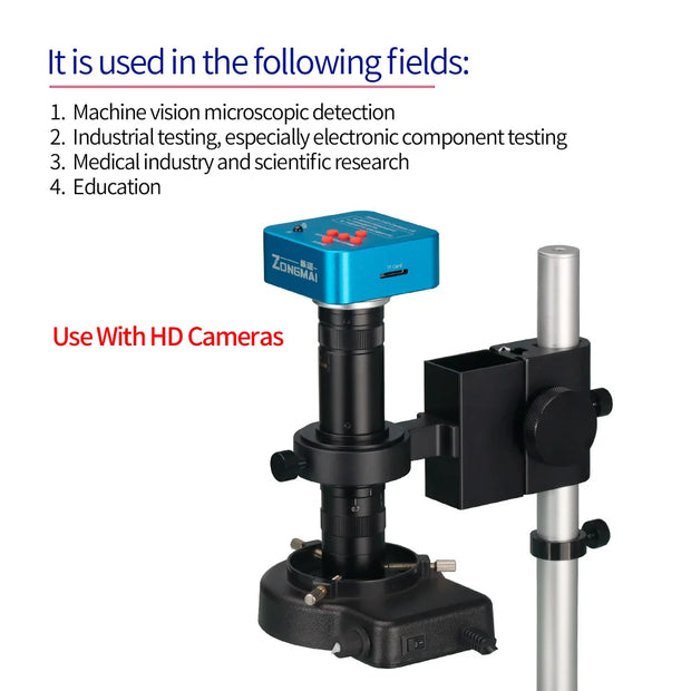 ZONGMAI Industrial Video Microscope Camera C-Mount Type Interface Confocal Adjustable Magnification 0.7X-4.5X Optical Zoom Lens