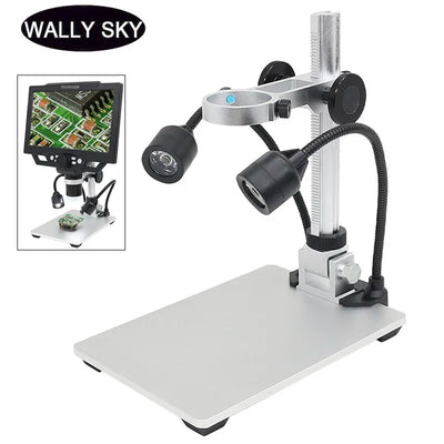 Metal Holder for Microscope Universal Adjustable Stand Bracket with LED Light Aluminium Alloy Raising Lowering Stage