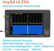 2023 New Handheld 2.8" Display Tiny Spectrum Analyzer TinySA ULTRA 4" Display 100kHz to 5.3GHz with 32GB Card Version V0.4.5.1