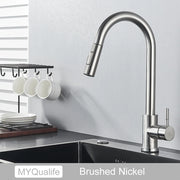 Black Kitchen Faucet Two Function Single Handle Pull Out Mixer Hot and Cold Water Taps Deck Mounted