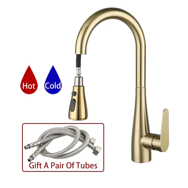 Fliger Pull Out Kitchen Faucet Gold Faucet Stainless Steel Kitchen Sink Faucets Pull Out Spout Kitchen Sink Mixer Tap