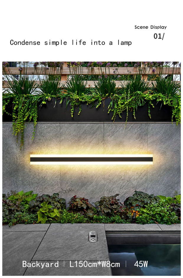 Outdoor Long Strip Rectangular Wall Light Ip65 Waterproof LED Lighting/Garden Villa Courtyard Modern Interior Decoration 85-265V