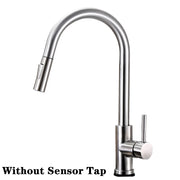 White Sensor Pull Down Kitchen Faucets Hot and Cold Touch Stainless Steel Kitchen Faucets Mixer Home Sensor Touch Kitchen Taps