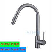 Smart Digital Touch Kitchen Mixer Tap Brushed Pull Out Kitchen Faucet Hot Cold Water Tap Sensor Touch Digital Kitchen Faucet