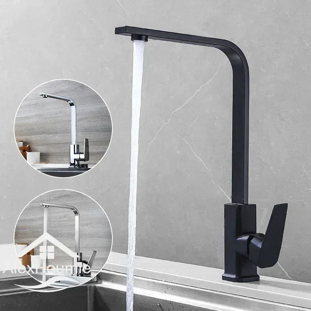 Black Kitchen Faucet Hot And Cold Water Mixer 360 Degree Rotating Vessel Sink Tap Wall Mounted for Kitchen