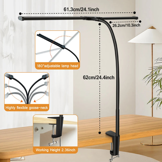 Xiaomi Mijia Double Head LED Desk Lamp Dimmable PC Monitor Light USB Table Reading Eye Protection Lights with Clamp Swing Arm