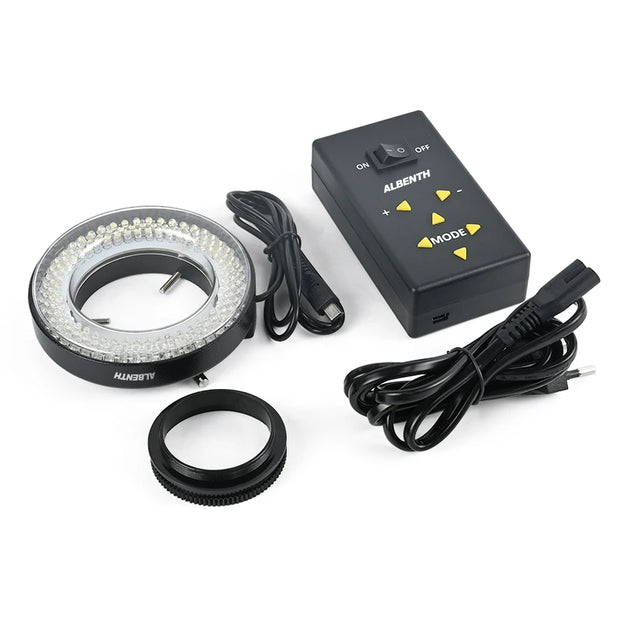 Albenth 144 LED stereo microscope ring light with Four Zone independent brightness adjustment for industry