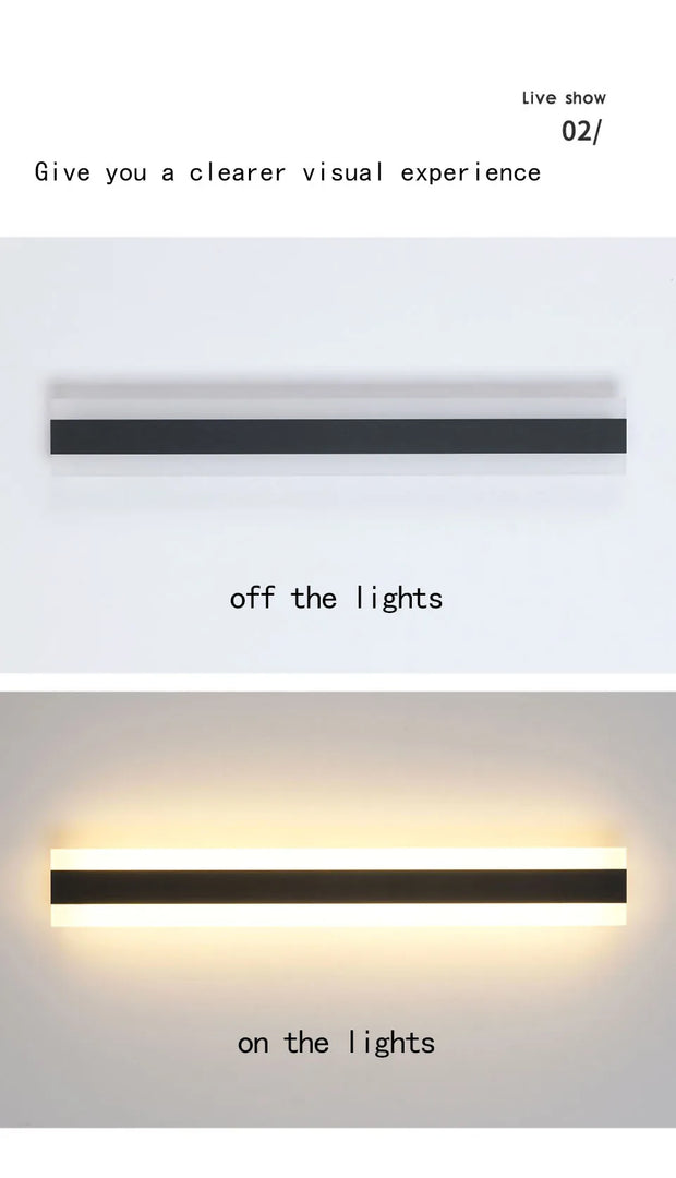 Outdoor Long Strip Rectangular Wall Light Ip65 Waterproof LED Lighting/Garden Villa Courtyard Modern Interior Decoration 85-265V