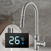 Smart Digital Touch Kitchen Mixer Tap Brushed Pull Out Kitchen Faucet Hot Cold Water Tap Sensor Touch Digital Kitchen Faucet