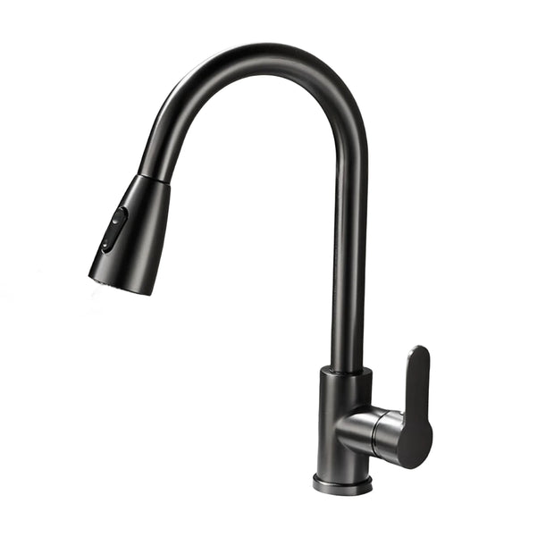 Kitchen Pull Out Faucet Stainless Steel Double Outlet Cold and Hot Water Mixer Dish Washing Basin Sink Retractable Water Tap