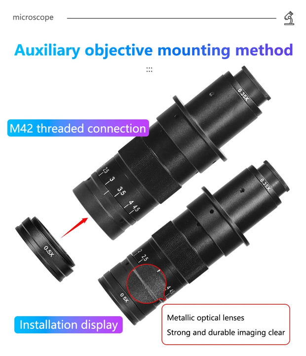 Adjustable 100X 150X 300X 600X zoom C Mount optical lens 0.7X~ 4.5x magnification 10A microscope lens