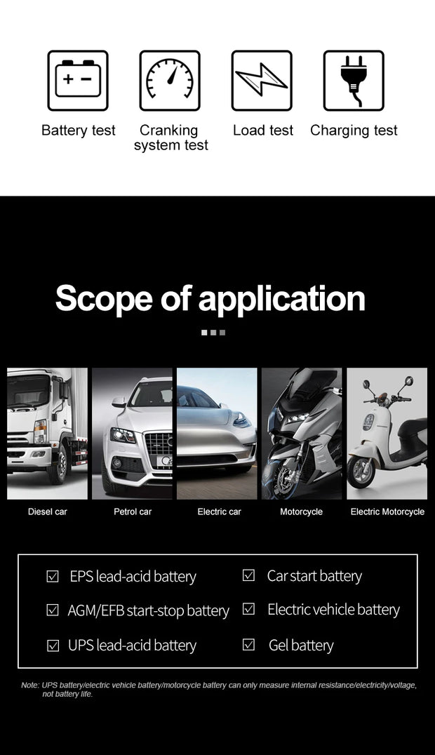 UNI-T Car Battery Tester 12V 24V DC Charger Analyzer UT673A UT675A Capacity Load Tester Cranking System Test 40-2000CCA