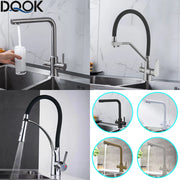 DQOK Drinking Filtered Water Kitchen Faucet Purification Tap Dual Handle Faucet Kitchen Sink Tap