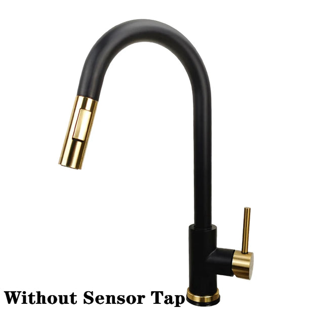 White Sensor Pull Down Kitchen Faucets Hot and Cold Touch Stainless Steel Kitchen Faucets Mixer Home Sensor Touch Kitchen Taps