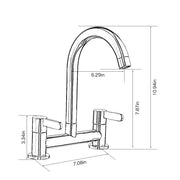 Modern Double Lever Sink Faucet Two Hole Mixing Faucet Brass Bathroom Faucet Filter Kitchen Two Seat Elbow Faucet