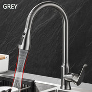 Gunmetal Grey/Black Kitchen Faucet Single Hole Pull-Out Spout Kitchen Sink Mixer Faucet Flow Spray Head Hot and Cold Mixer Fauce