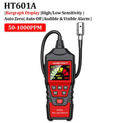 HT601 Gas Leak Detector Analyzer Methane Flammable PPM LEL Combustible Natural Tester Sound&Screen Alarm Alcohol Gas Leak Sensor