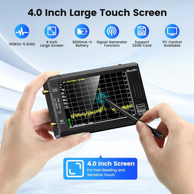 2023 Upgraded TinySA Ultra Spectrum Analyzer, 4.0 Inch 100kHz to 5.3GHz Handheld Tiny Frequency Analyzer with 32Gb Card,