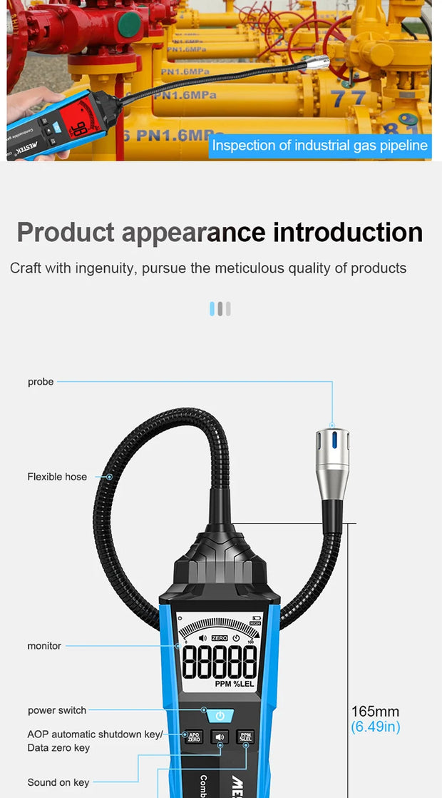 USB Charge Combustible Gas Detector CO Gas Analyzer LPG Meter Flammable Natural Gas Leak Location Determine Meter Tester