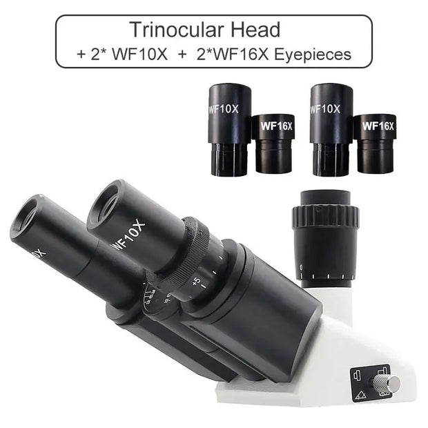 Metal Biological Microscope Head w/ WF10X WF16X Eyepiece Trinocular Microscope Head for Biological Microscope