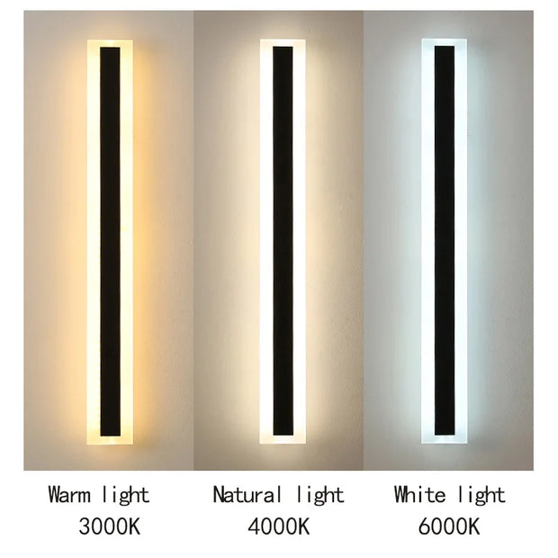 Long Strip Outdoor Wall Lamp Exterior Wall Ip65 Waterproof Modern LED Lighting Garden Villa Balcony Wall Washer 85-265V Dimmable