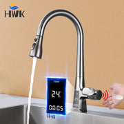 Smart Sensor Pull Out Kitchen Faucet.Touchless Digital Display Water Mixer Tap.Cold Hot Water Three Modes Spout Sink Faucet.