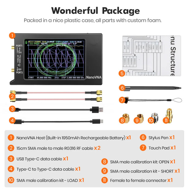 LiteVNA 4 inch NanoVNA 50kHz-6.3GHz / 10KHz -1.5GHz Vector Network Analyzer Antenna Analyzer HF VHF UHF SWR HW Version 4.3