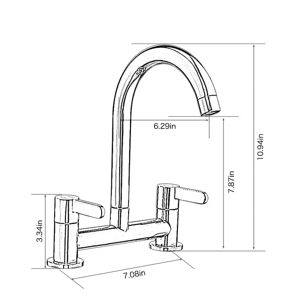 Modern Double Lever Sink Faucet Two Hole Mixing Faucet Brass Bathroom Faucet Filter Kitchen Two Seat Elbow Faucet