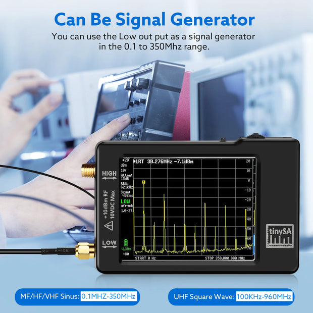 Upgraded Hand held tiny Spectrum analyzer TinySA 2.8" display 100kHz to 960MHz with ESD proteced Version V0.3.1_E