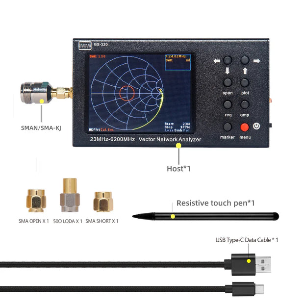 GS320 HTOOL 6G Vector Network Analyzer RF Antenna Tester VNA Handheld Portable Wireless Detector WIFI Antenna Reflection Tester