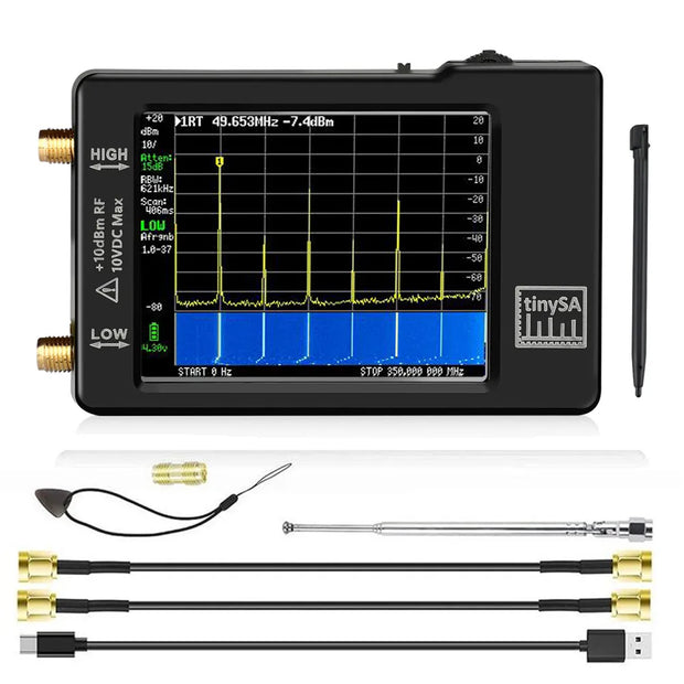 2023 New Handheld 2.8" Display Tiny Spectrum Analyzer TinySA ULTRA 4" Display 100kHz to 5.3GHz with 32GB Card Version V0.4.5.1