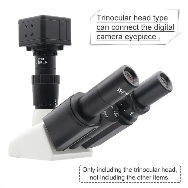 Metal Biological Microscope Head w/ WF10X WF16X Eyepiece Trinocular Microscope Head for Biological Microscope