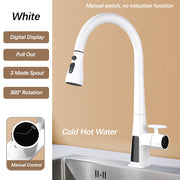 Smart Sensor Pull Out Kitchen Faucet.Touchless Digital Display Water Mixer Tap.Cold Hot Water Three Modes Spout Sink Faucet.