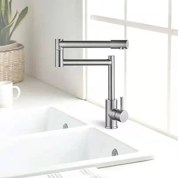 304 Stainless Steel Arm Swivel Extends Kitchen Sink Faucet Black/Nickel Hot And Cold Mixed Universal Folding Kitchen Sink Tap