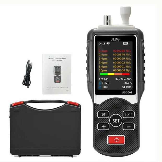 JD-3003 Multi Functional 6-channel Air Analyzer Dust Particle Counter Pump Suction PM2.5 Air Detector Temperature Humidity Meter