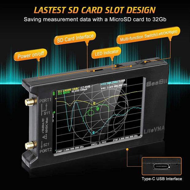 LiteVNA 4 inch NanoVNA 50kHz-6.3GHz / 10KHz -1.5GHz Vector Network Analyzer Antenna Analyzer HF VHF UHF SWR HW Version 4.3