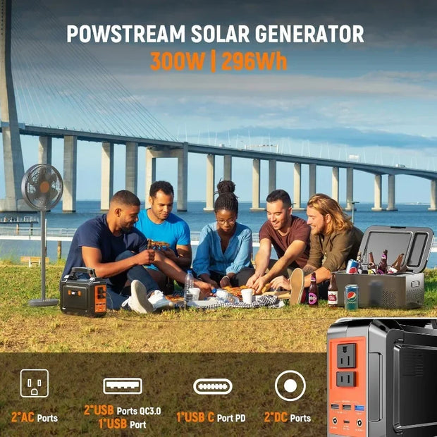 Solar-Generator-Camping-Portable-Power-Station-with-Foldable-Solar-Panel-Lithium Battery Power Bank with Outlet for Road Trip