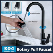 Kitchen Faucets 304 stainless steel Pull Out Kitchen Sink Water Tap Deck Mounted Mixer Stream Sprayer Head Hot Cold Taps