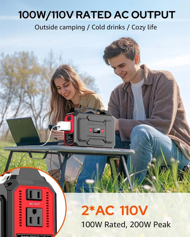 Solar Powered Generator 200W Peak/100W Rated, Portable Solar Generator Power Station, Home Use Camping Outdoor Adventure