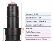 Adjustable 100X 150X 300X 600X zoom C Mount optical lens 0.7X~ 4.5x magnification 10A microscope lens