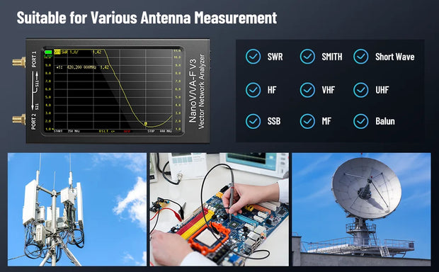 NanoVNA-F V3 Vector Network Analyzer 1MHz-6GHz 4.3 Inch HF VHF UHF VNA Antenna Analyzer Measuring S-Parameter Voltage SWR,Phase