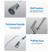 Kitchen Faucets 304 stainless steel Pull Out Kitchen Sink Water Tap Deck Mounted Mixer Stream Sprayer Head Hot Cold Taps