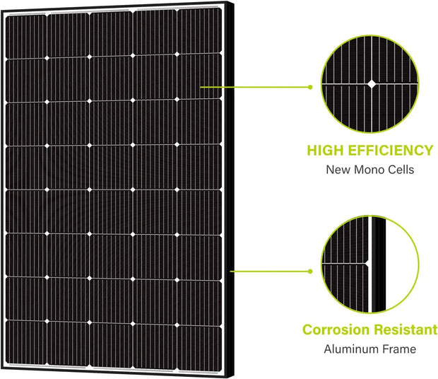 250W Solar Panel Monocrystalline for 12V 24V Norminal System with High-Efficiency Voltage  15V Cells Works Best wit