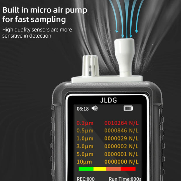 JD-3003 Multi Functional 6-channel Air Analyzer Dust Particle Counter Pump Suction PM2.5 Air Detector Temperature Humidity Meter