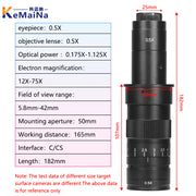 Adjustable 100X 150X 300X 600X zoom C Mount optical lens 0.7X~ 4.5x magnification 10A microscope lens